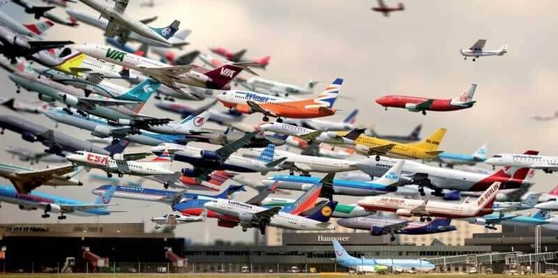 airplanes at an airport